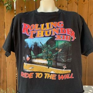 Vintage 2000 Navy USA cropped tee size XL.